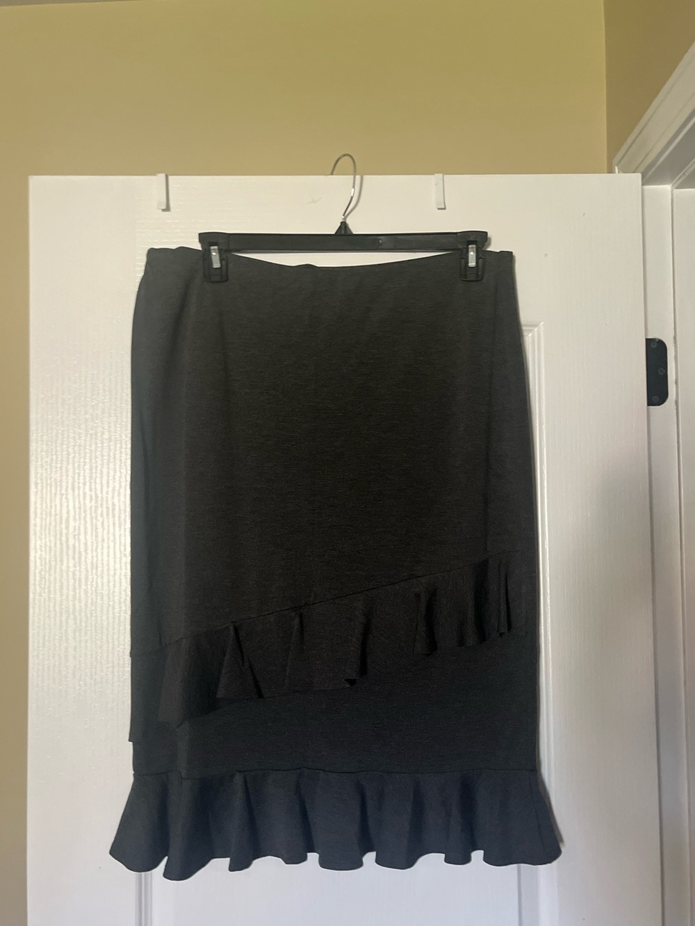 Cato Black Pencil Skirt with Ruffle Hem